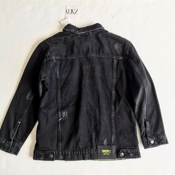 Zara kids NWT black distressed jean jacket 9Y - Picture 6 of 6